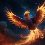 Phoenix Bird with fire wings ascending above all.